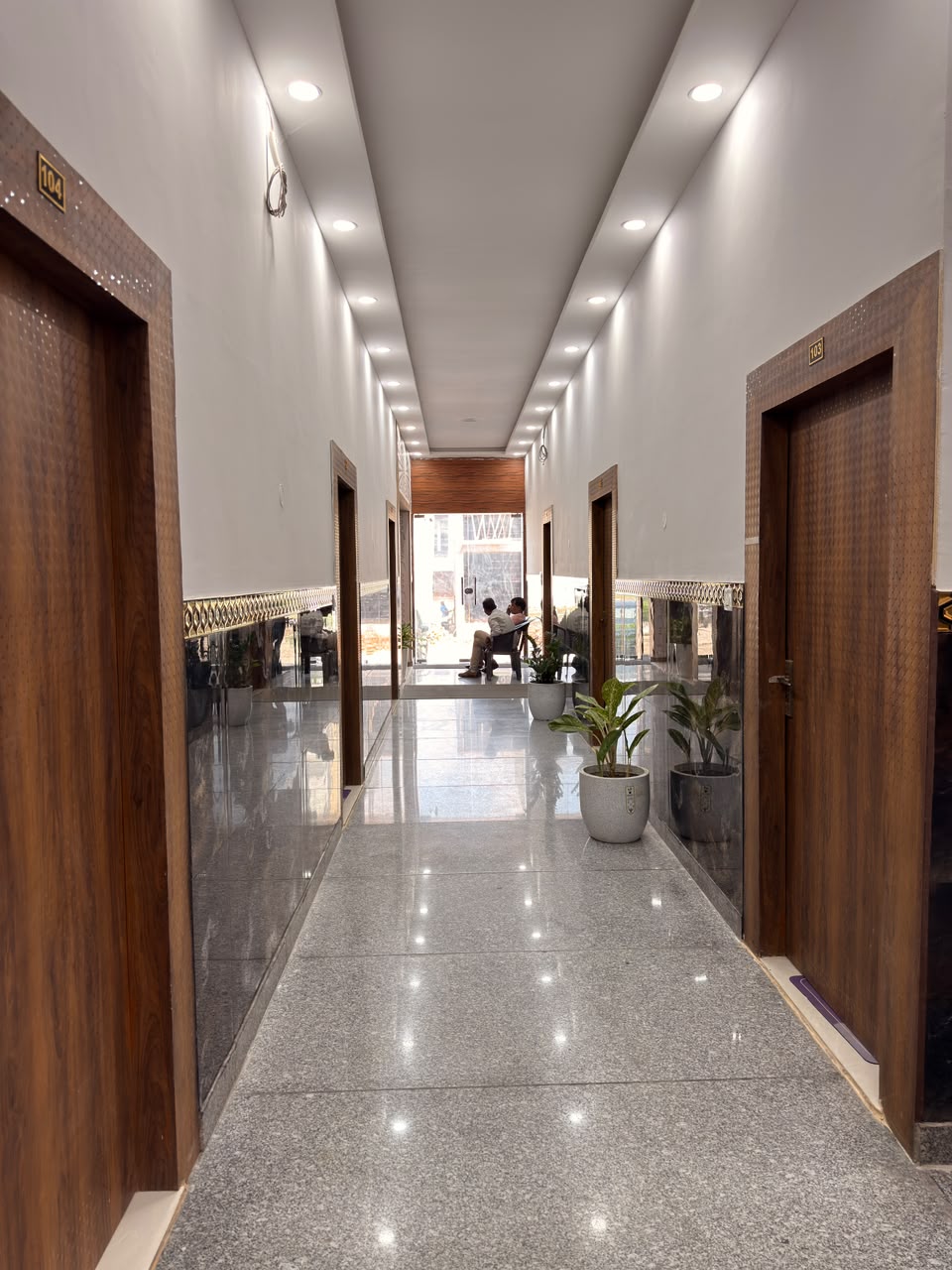 Interior corridor at Vedic Portico Hotel
