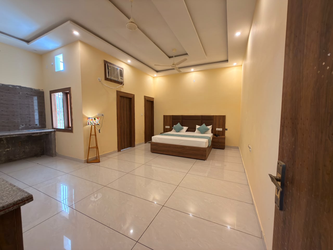 Guest room kitchenette at Vedic Portico Hotel
