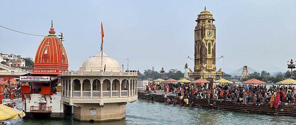 Har Ki Pauri ghat with the clock tower, Haridwar